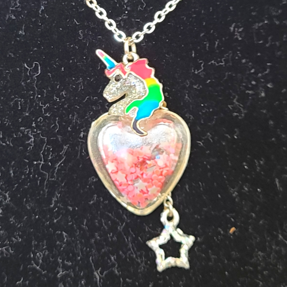 Justice Unicorn Heart Necklace